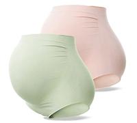 SUNNYBUY Culotte de maternité Taille Haute sans Couture pour Femme, 1 Vert 1 Peau - Lot de 2, XL