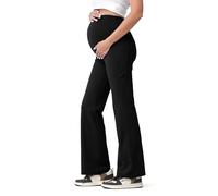 SUNNYBUY Legging de grossesse pour femme enceinte - Pantalon de yoga opaque - Pantalon de grossesse Bootcut au-dessus du ventre - Legging taille haute avec poches, Noir , XL petite