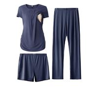 SUNNYBUY Soft Ensemble de Pijama, Bleu Marine, L Femme