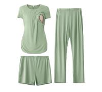 SUNNYBUY Soft Ensemble de Pijama, Vert grisâtre, S Femme