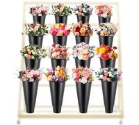 Sunnychicc Lot de 16 seaux à Fleurs en Plastique Noir de 36,8 cm de Haut et 22,1 cm de Large - pour Fleurs coupées - pour intérieur et extérieur - Fournitures de Fleuriste