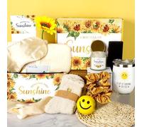 Sunnychicc Sending Sunshine Gift Lot de 17 cadeaux de tournesol pour femme « Get Well Soon » Panier cadeau unique de relaxation pour soins personnels, cadeaux inspirants pour amie, sœur, maman