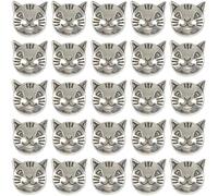 SUNNYCLUE 1 B0X 100 pièces Perles D'Espacement de Chat en Métal Perles D'Animaux en Alliage Tibétain Argent Antique Petit Animal de Compagnie Mignon Chaton Animaux Tête Perles en Vrac pour Collier Bra