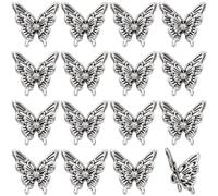 SUNNYCLUE 1 B0X 120Pcs Petites Perles Papillon en Métal Perles Papillons Alliage Argent Antique Styles Tebitan Animaux Volants Insectes Perles D'Espacement pour la Fabrication de Bijoux Artisanat Coll