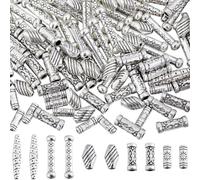 SUNNYCLUE 1 B0X 150 pièces de Perles Creuses en Forme de Tube Perles D'Espacement de Colonne Styles Tibétains en Alliage D'Argent Antique Entretoises de Tambour à Long Baril Perles en Vrac pour la Fab