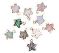 SUNNYCLUE 1 Boîte 10 Couleurs Étoiles Pierres Précieuses Charmes Énergie Naturelle Cristal Mélange de Pierres Plaqué Or Pendentifs Coloré Chakra Gemmes Perles Rose Quartz Agate