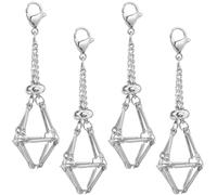 SUNNYCLUE 1 boîte 10 pièces Porte Clés Cage Porte Clés en Cristal en Vrac Argent Laiton Métal Réglable Pierre Précieuse Porte Clés Vide pour la Fabrication de Bijoux Breloques Fournitures Bricolage Cl