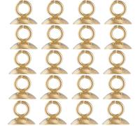 SUNNYCLUE 1 boîte 100 pièces Capuchon de Perle Capuchons de Perles avec Boucle Bélières Pendentif Bélières Or 304 Rondes en Acier Inoxydable Fermoir Connecteur Pendenti