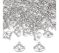 SUNNYCLUE 1 boîte 100 pièces Style Tibétain Alliage Fleur de Lotus Pendentifs en Vrac Argent Fleur de Lotus Charme pour la Fabrication de Bijoux Breloques Boucles D'Oreilles Collier Bracelets Accessoi