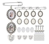 SUNNYCLUE 1 Boîte 100Pcs DIY 10 Ensembles Bouquet de Mariage Photo Charms Making Kit Boutonnière de Mariée Photo Charm Épingle de Sûreté Mémoire Broche Homard Griffe Ange Charme Plateaux et Dômes Cabo