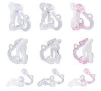 SUNNYCLUE 1 boîte 120 pièces 3 couleurs Boucles D'Oreilles en Plastique Clips Convertisseur de Boucles D'Oreilles Clip Sur Boucles D'Oreilles avec Boucles Transparent Blanc Rose Accessoires de Boucles