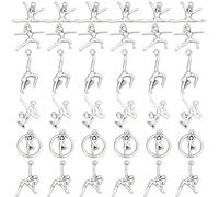 SUNNYCLUE 1 boîte 120 pièces 6 styles de Breloques de Gymnaste en Vrac Argent Breloques de Gymnastique en Alliage D'Athlète Sport Tibétain Antique Pom-Pom Girl Esprits Sportif Danseur Breloque pour la