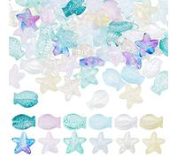 SUNNYCLUE 1 boîte 120 pièces Perles D'Étoile de Mer Perles de Poisson Perles D'Étoile de Verre Animal de Mer Entretoise en Vrac Perle Colorée Transparente Perles de Poisson Double Face pour la Fabrica