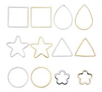 SUNNYCLUE 1 Boîte 120pcs 12 Styles Assortis Bezel Ouvert Connecteur Charms Étoile Fleur Goutte Carré Boucle d'oreille Lien Résultats pour Bracelet Collier Fabrication de Bijoux