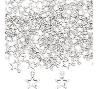 SUNNYCLUE 1 boîte 150 pièces Alliage Étoile Breloques Argent Pentagramme Breloque en Vrac Tibétain Mini Étoiles Breloque pour la Fabrication de Bijoux Breloques Fournitures Bricolage Artisanat Collier