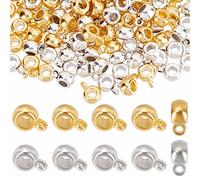 SUNNYCLUE 1 boîte 200 pièces Bélières Perles Breloques Breloques Lien Bélière Perles Européenne Grand Trou Perle Argent Entretoise Perles Métal Lâche Perle pour la Fabrication de Bijoux Femmes Adultes
