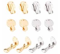 SUNNYCLUE 1 Boîte 20Pcs 2 Couleurs Clip Sur Boucles D'Oreilles Boucles D'Oreilles Rondes à Dos Plat Clips de Boucles D'Oreilles en Acier Inoxydable Convertisseurs de Boucles D'Oreilles Non Percées Rég