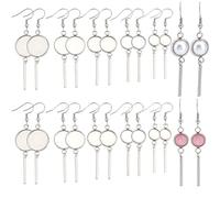 SUNNYCLUE 1 Boîte 20Pcs Cabochons Boucles d'oreilles Vierges Plateaux de Lunette en Acier Inoxydable Plat Rond Cabochon Lunette Plateau Fit 8.5/10/12/14/16mm Dômes avec Fil d'oreille Boucle d'oreille