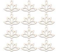 SUNNYCLUE 1 boîte 24 pièces Breloques de Yoga Breloques de Yoga en Acier Inoxydable Breloques de Fleur de Lotus Breloque Florale Creuse Breloque D'Énergie de Chakra Breloques Découpées au Laser pour l