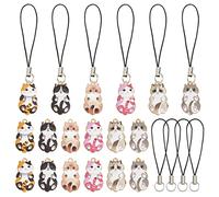 SUNNYCLUE 1 Boîte 24 Set 6 Styles Dragonne de Téléphone Charme de Téléphone Sangle Kawaii Mignon Chat Animal Animaux Téléphones Cellulaires Charmes pour Femmes Adultes DIY Portefeuille Porte Clés