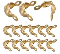 SUNNYCLUE 1 boîte 240 pièces Cache Noeud Acier Inoxydable Véritable Plaqué Or 18 carats Pointe de Perle Cache-Noeud Pointes de Perles Bouchon de Perle Cache-Noeud Perles à Sertir Ouvertes Pointes
