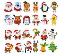 SUNNYCLUE 1 boîte 29 pièces 5D Diamant Art Peinture Autocollants de Noël Noël Diamant Art Autocollant Kit Bonhomme de Neige Père Noël Arbre de Noël Diamant Art Kit Peinture pour Adultes Artisanat Stra