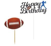 SUNNYCLUE 1 boîte 29 pièces Décorations de Gâteau de Football Décorations de Gâteau D'Anniversaire Joueur de Ballon de Rugby Américain Sur le Thème des Sports Américains Mini Cupcake Insérer Carte Déc