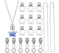 SUNNYCLUE 1 boîte 30 pièces Bricolage 10 ensembles Collier de Flacons Pendentif de Flacon de Sablier avec Bouchon à Vis Bouteille Vide en Forme D'Étoile Sablier en Verre Transparent Breloques de Boute