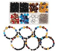 SUNNYCLUE 1 Boîte 300+Pcs DIY 10 Sets Solar System Bracelets Kit Universe Galaxy The Nine Guardian Planets Beading Bracelet Necklace Tiger Eye Bead Gemstone Beads for Jewellery Making Kits Craft