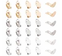 SUNNYCLUE 1 Boîte 30Pcs 3 Couleurs Clip Sur Boucles D'Oreilles Boucles D'Oreilles Rondes à Dos Plat Clips de Boucles D'Oreilles en Acier Inoxydable Convertisseurs de Boucles D'Oreilles Non Percées Rég