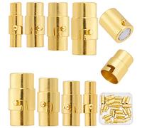 SUNNYCLUE 1 boîte 32 Ensembles 4 Tailles Kumihimo Embouts Bijoux Fermoirs Magnétiques Cuir Cordon Embout Fermoirs Magnétiques pour la Fabrication de Bijoux 3mm 4.8mm 6mm 8mm Doré Bracelet Collier