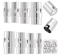 SUNNYCLUE 1 boîte 32 Ensembles 4 Tailles Kumihimo Embouts Bijoux Fermoirs Magnétiques Fermoirs de Verrouillage pour la Fabrication de Bijoux Cordon en Cuir Embout 3mm 4.8mm 6mm 8mm Bijoux