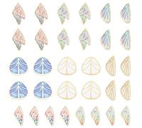 SUNNYCLUE 1 Boîte 32 Pcs 8 Styles Tissu Aile de Libellule Charmes Aile de Papillon Volant Pendentifs Charme Feuille Coloré pour DIY Boucle d'oreille Collier Fabrication de Bijoux Accessoires