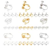 SUNNYCLUE 1 Boîte 36pcs 9 Style Clip-on Boucles d'oreilles Réglage Laiton Vis Clip Boucles d'oreilles Convertisseurs Clip-on Boucles d'oreilles Composants pour DIY Boucle d'oreille Fabrication