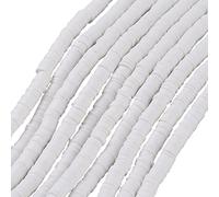 SUNNYCLUE 1 boîte 380~400 pièces Perles D'Espacement en Pâte Polymère 6mm Perles en Pâte Polymère Blanches Faites à la Main Disque Plat Rond Tranche Heishi Brin de Perles en Vrac pour Bijoux