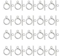 SUNNYCLUE 1 boîte 40 Ensembles Fermoir à Bascule en Argent en Acier Inoxydable OT Fermoirs à Anneaux Ronds en Alliage Fermoirs Extrémité à Clip en Métal Accessoires pour la Fabrication de Bijoux