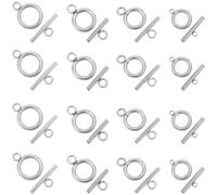 SUNNYCLUE 1 boîte 40 Ensembles Fermoirs à Bascule en Argent Fermoir à Barre en Acier Inoxydable Maillons de Boucle OT Extrémité de Fermeture en Alliage Métallique Fermoir pour la Fabrication de Bijoux