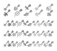 SUNNYCLUE 1 boîte 40 pièces 10 Styles Breloques Pendantes Perles Feuille Européenne Coeur Étoile Entretoises Bélières Connecteur Grand Trou Style Tibétain pour la Fabrication de Bijoux Breloques