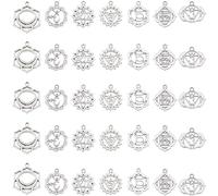 SUNNYCLUE 1 boîte 42 pièces 7 Styles Chakra Charmes Indien Énergie Charmes Résultats de Bijoux Faisant Accessoires Fournitures pour Bricolage Collier Bracelet Artisanat, Argent Antique