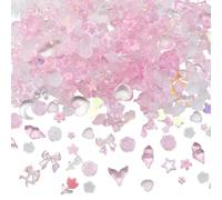 SUNNYCLUE 1 boîte 420Pcs 6 sacs de Breloques pour Ongles Roses 3D en Vrac pour Accessoires D'Ongles, Breloques pour la Saint-Valentin, Décoration D'Ongles, Amour Romantique, Dos Plat, Ours, Bonbon, Cœ