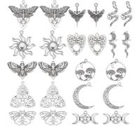 SUNNYCLUE 1 Boîte 48 Pièces Breloques de Tarot en Vrac Serpent Soleil Lune Breloque Carte de Tarot Énergie Magique Amulette Chanceuse pour la Fabrication de Bijoux
