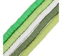 SUNNYCLUE 1 boîte 5 brins 1765~1890 pièces St. Perles de la Saint Patrick Perles en Argile Polymère de Vacances en Vrac 6mm Perle Plate en Argile Blanche et Verte pour Bracelets Porte Clés en Perles F