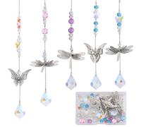 SUNNYCLUE 1 boîte 5 Ensembles connecteur Attrape Soleil de Jardin Arc-en-Ciel Fabricant D'Attrape-Soleil Prisme en Verre Perles de Cristal Coloré Attrape-Soleil Kit de Fabrication en Filigrane Métal