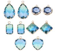 SUNNYCLUE 1 BOÎTE 5 Styles Verre Cristal Charmes Pendentifs en Larme en Vrac à Facettes Oeil de Cheval Rectangle Coeur Pierre Perles Transparentes Plaqué Or pour Bijoux Bracelets DIY Faire