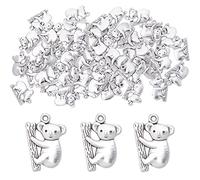 SUNNYCLUE 1 boîte 50 pièces Breloque Ours Koala Argent Breloques Koala en Vrac Tibétain Alliage Zoo Animal Breloque pour la Fabrication de Bijoux Breloques Fournitures Bricolage Artisanat Collier Brac
