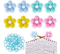 SUNNYCLUE 1 boîte 58 pièces bouchons d'aiguille à tricoter en Forme de Fleur Protecteurs de Point de Tricot Mignons avec Marqueurs de Crochet en Plastique Bouchon D'Aiguille en Silicone Marguerite Pro