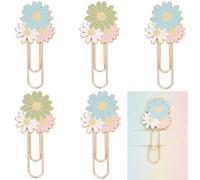 SUNNYCLUE 1 boîte 6 pièces Trombone Signet Fleur Signet Trombones Alliage Émail Coloré Fleur Marguerite Fleur Rose Trombone Décoratif Marqueur de Livre pour Livre Lecture Fournitures Cahier École Bure