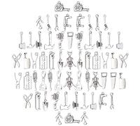 SUNNYCLUE 1 boîte 60 pièces 20 Styles Outils pour la Maison Charmes Alliage Pendentifs Style Tibétain Ciseaux Marteau Hache Ouvre-Bouteille Tiroir à Ongles avec Trou pour Fabrication de Bijoux