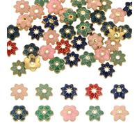 SUNNYCLUE 1 boîte 60 pièces Capuchons de Perles Capuchon de Perle de Fleur Perles de Fleur en Émail 10 mm Capuchons D'Extrémité de Perle Capuchon D'Extrémité Vintage Bouchon de Perle Perles D'Espaceme