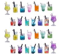 SUNNYCLUE 1 Boîte 7 Styles Lait Thé Fruits Charmes Mini Bouteille Boba Glace Pendentifs Imitation Boisson Résine Verre Bijoux Résultats Accessoires pour Femmes DIY Boucle d'oreille Collier